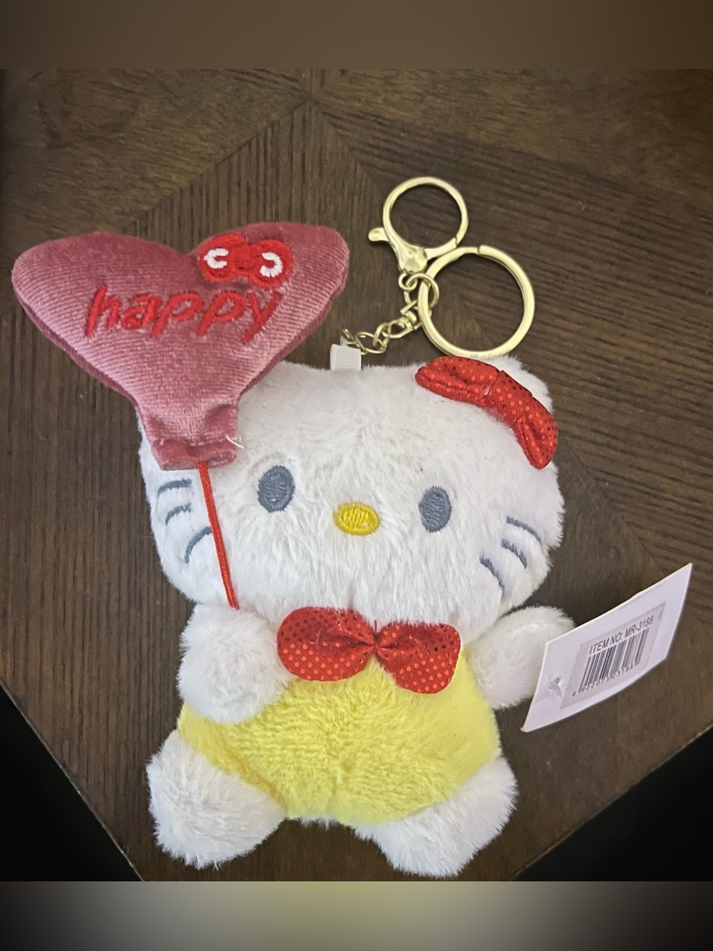 Hello Kitty Plush Keychain - White, Yellow & Red